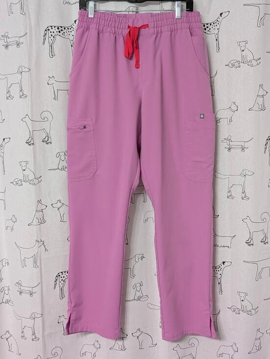 Figs Pants - Figs Dowa Scrub Pants High-Rise Straight-Leg Pink Womens Large Uniform Medical